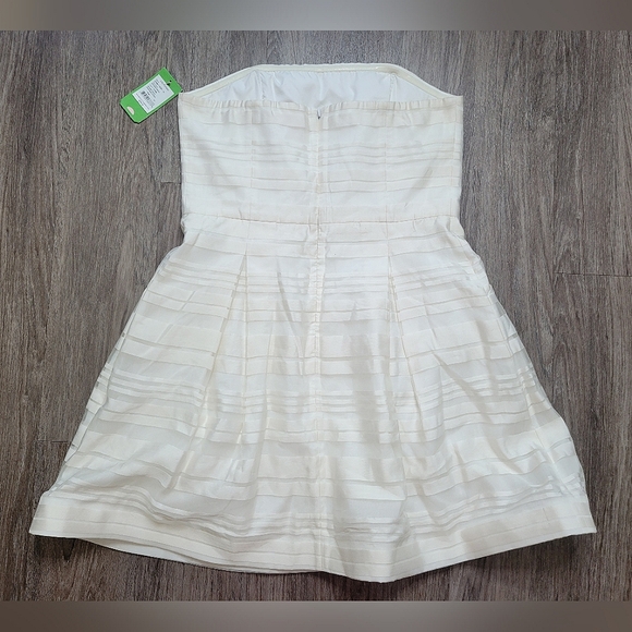 NWT Lilly Pulitzer Blossom Strapless Dress Resort White Wrapping Stripe Silk 14 - Picture 5 of 16